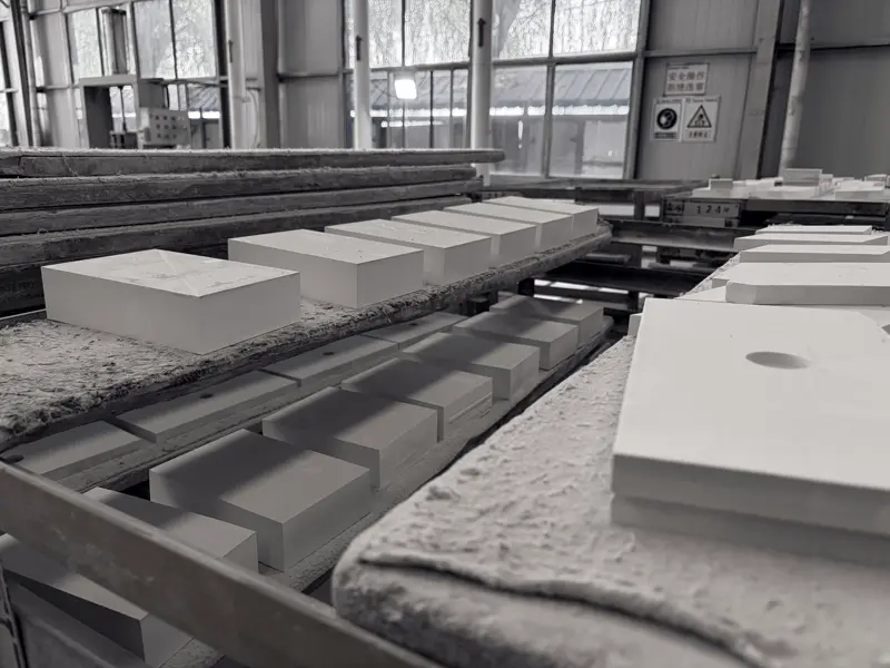 Alumina weld-on and plain tiles after forming